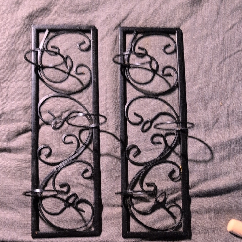 Elegant Black Wrought Iron Wall Decor Set